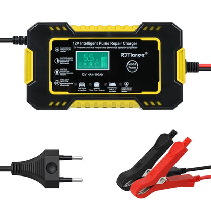 LCD Display 12V 6A Universal Car Battery Charger Quick Charge Power Pulse Repair for Auto Moto Wet Dry Lead Acid AGM Gel