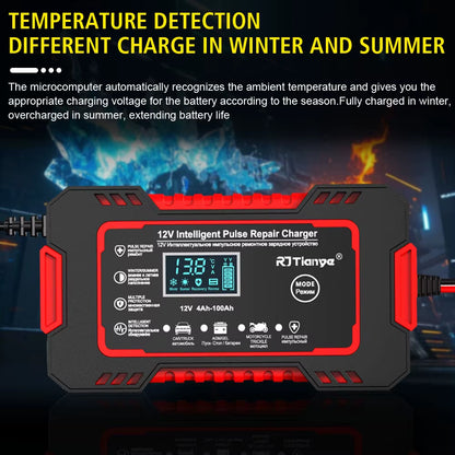 LCD Display 12V 6A Universal Car Battery Charger Quick Charge Power Pulse Repair for Auto Moto Wet Dry Lead Acid AGM Gel
